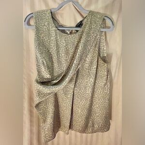 Ann Taylor Beige Geometric Square Print Sleeveless Shell